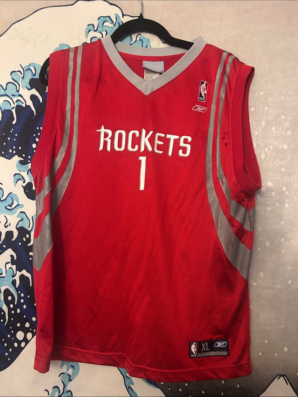Reebok Red Houston Rockets #1 Kids Sleeveless Jersey with Gray Trim